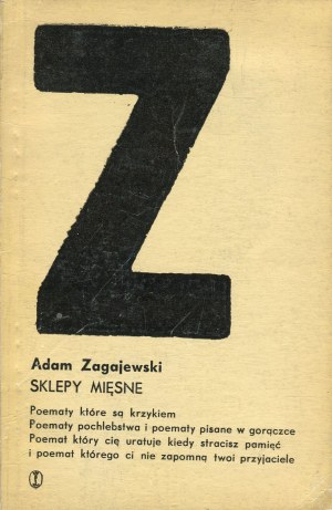 ZAGAJEWSKI Adam - Sklepy mięsne [first edition 1975] [cover by Janusz Bruchnalski].