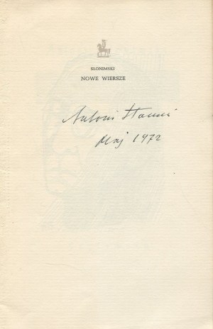 SŁONIMSKI Antoni - Nowe wiersze [première édition 1959] [opr. graph. Andrzej Heidrich] [AUTOGRAF].