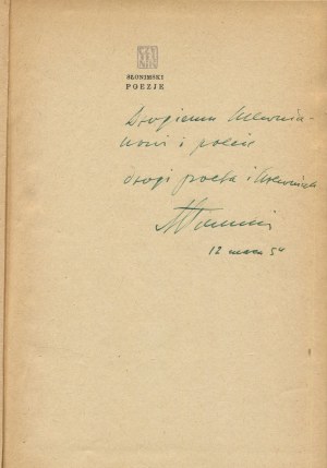 SŁONIMSKI Antoni - Poezje [1954] [AUTOGRAFO E DEDICA].