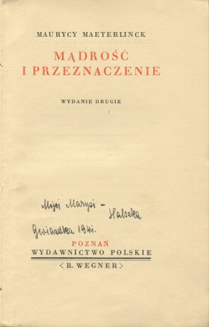 MAETERLINCK Maurice - Saggezza e destino [1932].