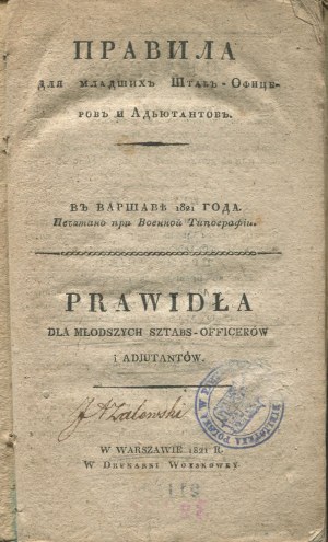 Predpisy pre nižších štábnych dôstojníkov a adjutantov [1821].