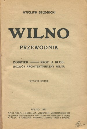 STUDNICKI Waclaw - Vilnius. Guide [1921].