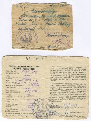 Set of 2 documents of Jerzy Winnicki from the period of service in the 16th Infantry Regiment of the Polish Armed Forces in the USSR [1942].
