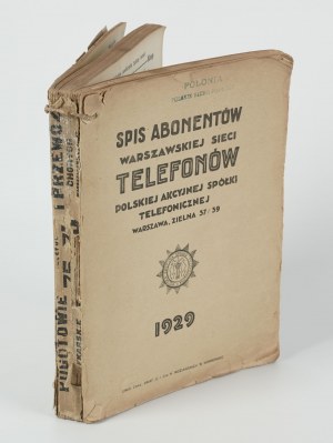 Directory of subscribers to the Warsaw telephone network of the Polish Joint Stock Telephone Company [1929].