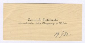 [Visiting card] Dominik Piotrowski, Deputy Prosecutor of the Vilnius District Court [1935].