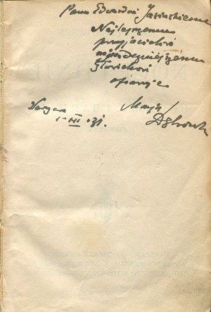 DĄBROWSKA Maria - Noce i dnie. Volume I. Bogumil and Barbara [first edition 1932] [AUTOGRAPH AND DEDICATION].