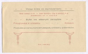 Pozvánka pro Witolda Lis-Olszewského (1905-1986) na taneční zábavu Východomalopolského sjednoceného spolku na ochranu dětí a mládeže ve Stryji [1933].
