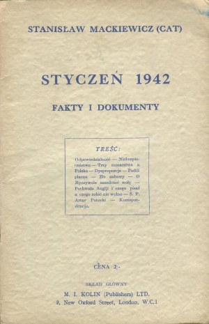 CAT-MACKIEWICZ Stanisław - January 1942: Facts and Documents [London 1942].