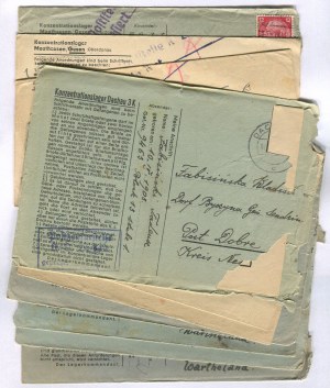 [set of 10 letters] Correspondence of Tadeusz Fabisinski, head of Byczyna school, from Dachau and Mauthausen concentration camps [1940-1944].