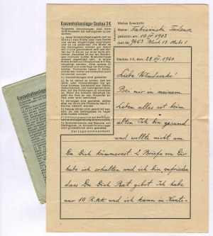 [set of 10 letters] Correspondence of Tadeusz Fabisinski, head of Byczyna school, from Dachau and Mauthausen concentration camps [1940-1944].