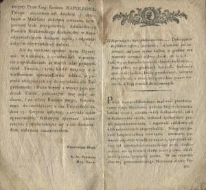 DUBIECKI Mateusz - Sermon on the most solemn day of the name of Napoleon the Great at the introduction of the Napoleon Codex in four Departments of the Warsaw Province on August 15, 1810 in Cracow [1810].