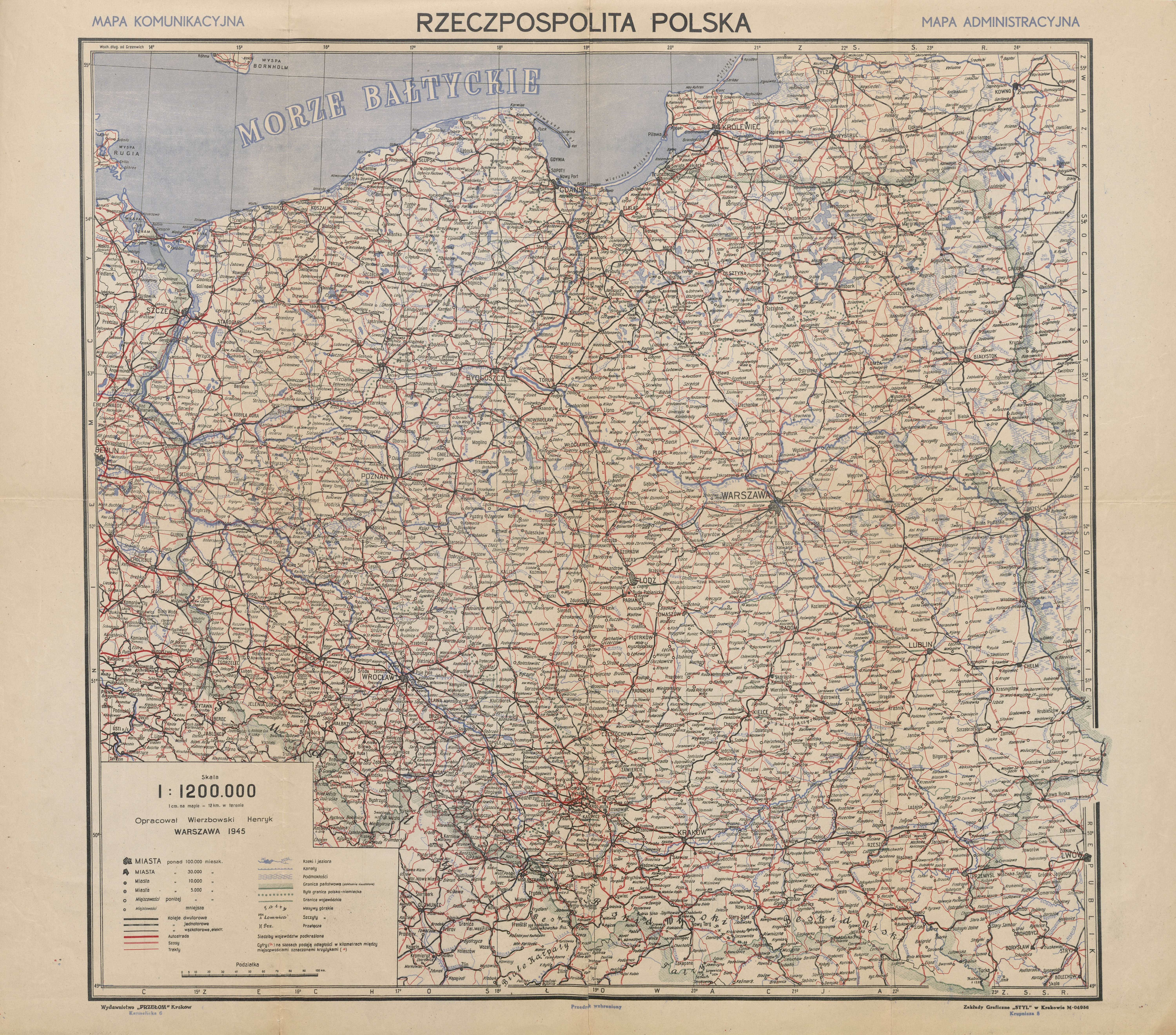[mapa] Rzeczpospolita Polska. Mapa komunikacyjna i administracyjna ...