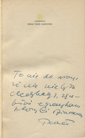 JASIENICA Paul - Country on the Yangtse River [first edition 1957] [AUTOGRAPH AND DEDICATION].