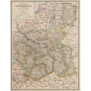 BARACZ A.P. - Map of the Kingdom of Poland with marking of iron, beaten and ordinary roads [1910].