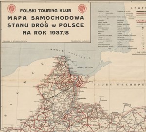 Autokarte über den Zustand der Straßen in Polen für die Jahre 1937-1938 [Polnischer Touring Club].