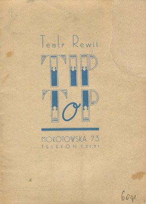 Tip-Top Revue Theater. Program of the revue 