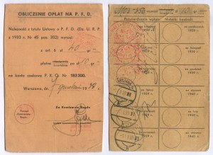 Registration certificate and charge control card of a motor vehicle (BMW R-35 motorcycle) of Henryk Kacak [Warsaw 1939].