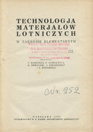 Elementare Werkstofftechnik für die Luft- und Raumfahrt [1930].