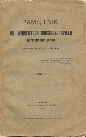 CHOŚCIAK-POPIEL Wincenty ks. - Pamiętniki [1915]