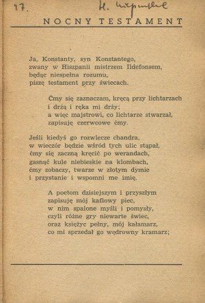 GALCZYŃSKI Ildefons Konstanty - Wiersze wybrane [Hannover 1946].