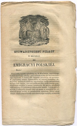 [Veľká emigrácia] Pridružení Poliaci v Bruseli k poľskej emigrácii [Brusel 1837].