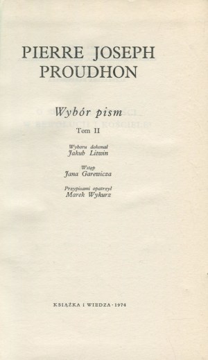 [Knižnica socialistického myslenia] PROUDHON Joseph Pierre - Výber zo spisov [1974].