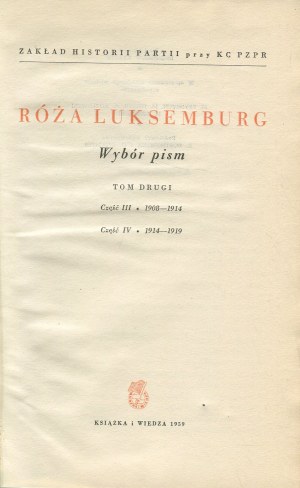 [Knižnica socialistického myslenia] LUXEMBURSKÁ Ruža - výber zo spisov [1959].