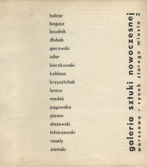 Galéria moderného umenia. Katalóg výstavy [1965] [Balcar, Bogusz, Dłubak, Gierowski, Kierzkowski, Tchórzewski a i.].