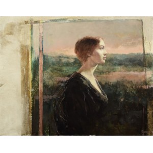 Antoni CYGAN (geb. 1964), Mädchen vor einer Landschaft, 1998