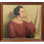 Alfons KARPIŃSKI (1875-1961), Portret kobiety w czerwonej sukni, 1918