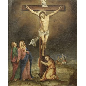 Painter unspecified, 1st half of 19th century, Crucifixion (Mary Magdalene, Mary and St. John under the cross)