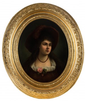 Adèle Riche (1791 Paryż-1878 Fontainebleau), Portret damy w kapeluszu