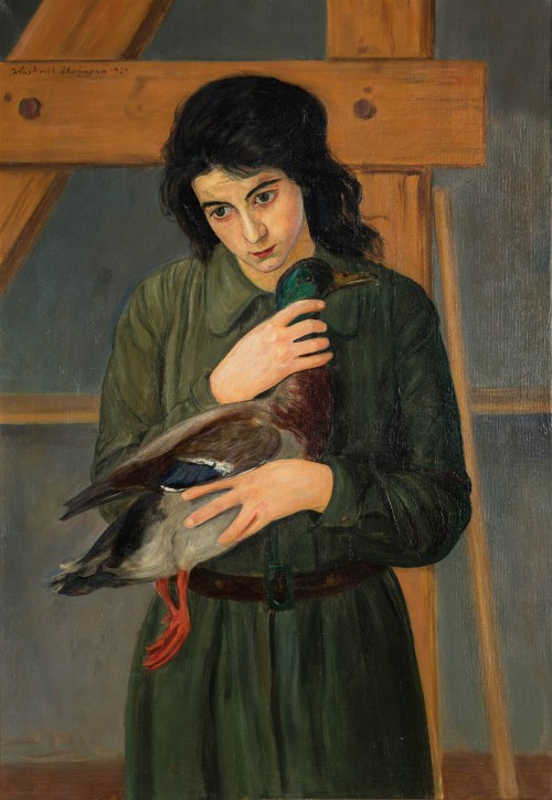 Wlastimil Hofman (1881 Praga - 1970 Szklarska Poręba), Dziewczynka z kaczorem, 1929 r.