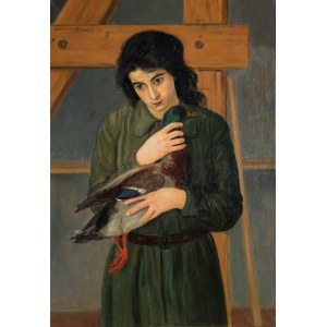 Wlastimil Hofman (1881 Prague - 1970 Szklarska Poreba), Girl with a duck, 1929.