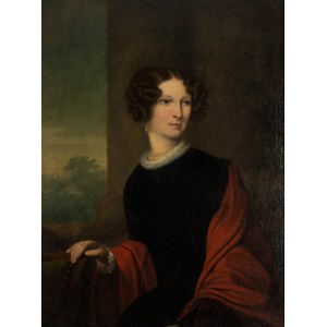 Romuald Chojnacki (1818 Varšava -1885 Oděsa), Portrét ženy na pozadí krajiny