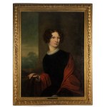 Romuald Chojnacki (1818 Warschau - 1885 Odessa), Porträt einer Frau vor einem Landschaftshintergrund