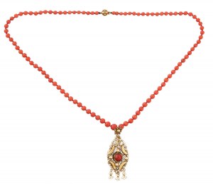 Coral necklace with pendant, 2nd half of 19th century