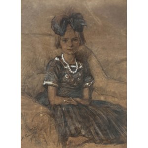 Antoni Kamieński (1860 Vilnius - 1933 Warschau), Porträt eines sitzenden Mädchens, 1920.