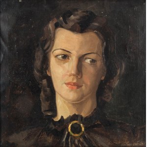 Arthur Wirth (1899 Leipzig-1973 Annaberg-Buchholz), Bildnis einer Frau im Art déco-Stil, um 1930.