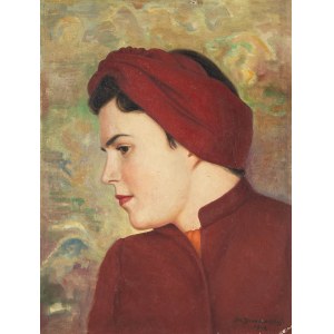 MN (1. Hälfte des 20. Jahrhunderts), Porträt einer Frau mit Turban, 1942.
