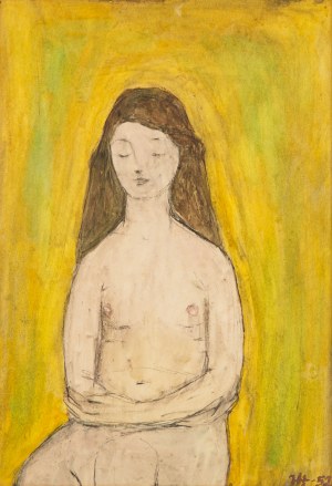 Józef Hałas (1927 Nowy Sącz - 2015 Wrocław), Dziewczyna na żółtym tle, 1952 r.