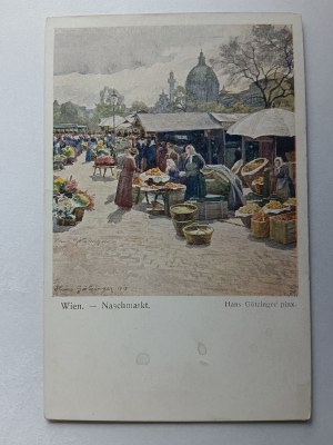 POSTKARTE GEMÄLDE GOTZINGER WIEN WIENER VORKRIEGSMARKT, 1919