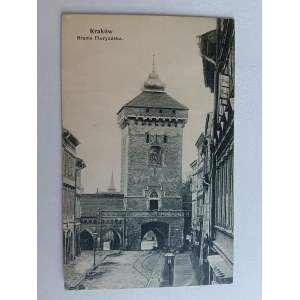POCZTÓWKA KRAKÓW BRAMA FLORYAŃSKA PRZEDWOJENNA, ZNACZEK