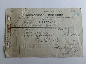 RACIBORZ RATIBOR ALEXANDER POLLOCZEK COCOA CHOCOLATE BILL, COPPER 1920S