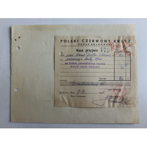 KRAKÓW POLSKI CZERWONY KRZYŻ PCK RACHUNEK, FUNDUSZ POZASZPITALNE LECZNIE JEŃCÓW WOJENNYCH 1941 R, PIECZĄTKA