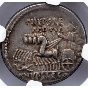 M. Aemilius Scaurus and P. Plautius Hypsaeus, Denar 58 BC