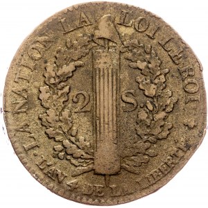 Ludwig XVI., 2 Sols 1792, A
