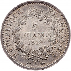 Second republic, 5 Francs 1849, A