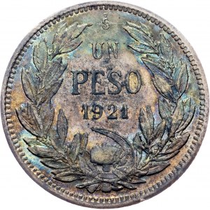 Republik, 1 Peso 1921, Santiago