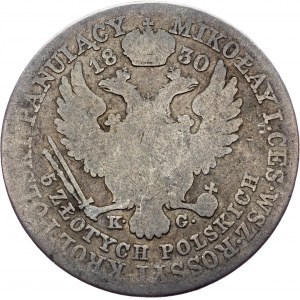 Russian Partition of Poland, Nicholas I., 5 Zlotys Polskich 1830, KG